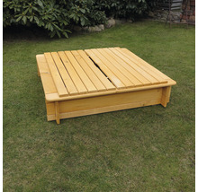 Sandkasten Tessa 100 mit Vollabdeckung Holz 100 x 100 x 24 cm braun