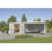 Modernes Gartenhaus mit Büro und Lounge-Bereich auf Terrasse