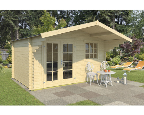 Gartenhaus Outdoor Life Orlando inkl. Fenster Fußboden Vordach 380 x 280 cm Holz Gartenhaus mit Doppeltür und Fenster