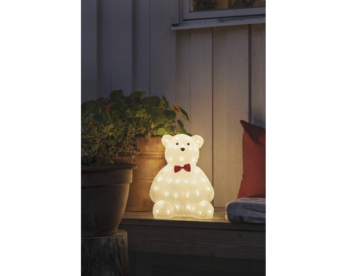 Leuchtfigur Teddybär mit Schleife als Dekoration für den Außenbereich