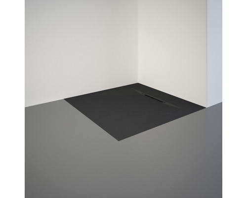 Eckdusche mit Duschrinne und Bodenablauf