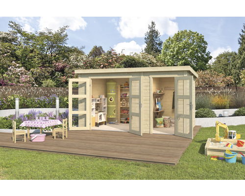 Gartenhaus Outdoor Life Zambezi XL inkl. Geräteraum 380 x 240 cm natur