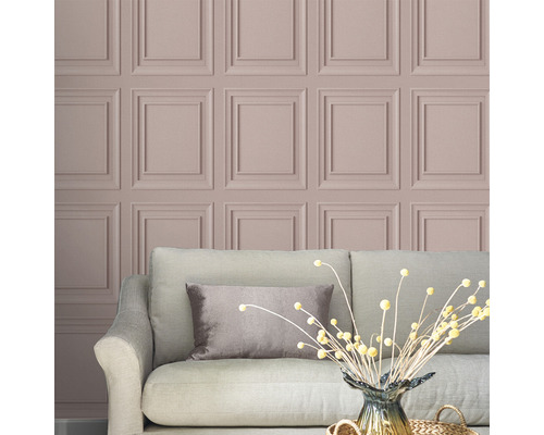 Wandgestaltung mit Paneel Tapete im Wohnzimmer über einer Couch