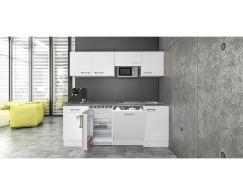 Küchenblock Flex Well Varo 11946 weiß/weiß 210 cm inkl. Einbaugeräte
