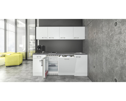 Küchenblock Flex Well Varo 11962 weiß/weiß 210 cm inkl. Einbaugeräte