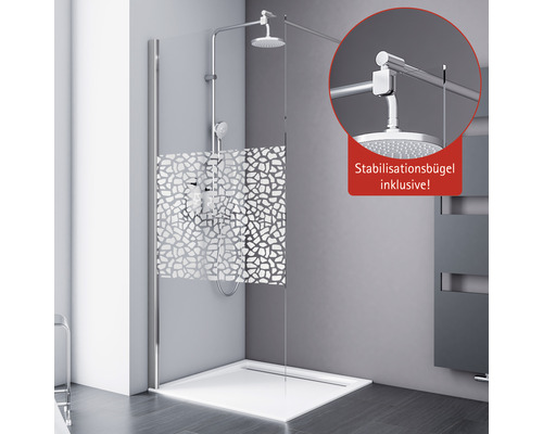 Raumdusche Schulte Alexa Style 2.0 1000x1900 mm Dekorglas Terazzo chromoptik Duschkabine mit Stabilisierungsbügel inklusive