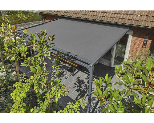 SOLUNA Pergola mit Stoffdach 3,5x3,5 Stoff Dessin 8446 Gestell RAL 7016 anthrazi - Bild 9 von 12