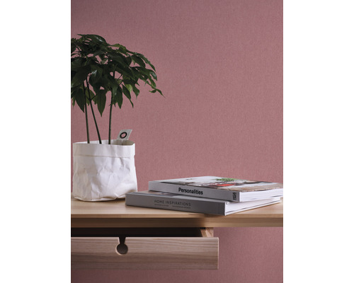 Dekoratives Interieur mit Zimmerpflanze und Büchern auf einem Holztisch