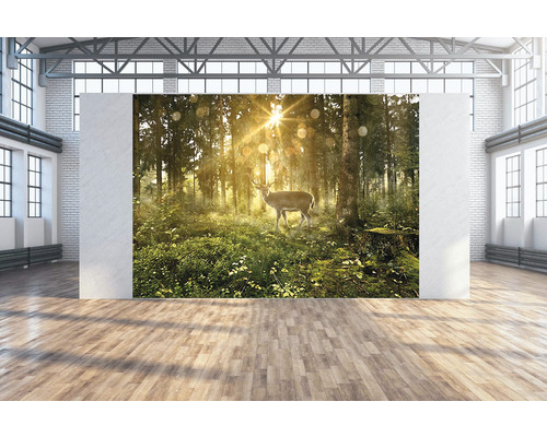 Wandtuch Rehe im Wald 350x250 cm