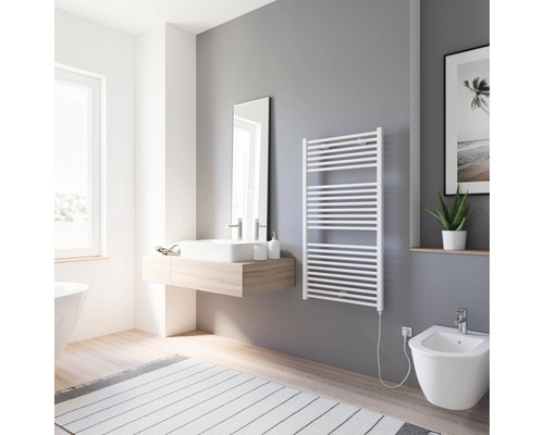 Modernes Badezimmer mit Heizkörper, Waschtisch und Bidet