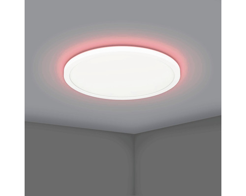 Weiße LED Deckenleuchte mit rotem Lichtschein