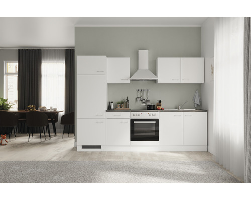 Küchenblock Flex Well Lucca weiß/weiß 270 cm inkl. Einbaugeräte 12135