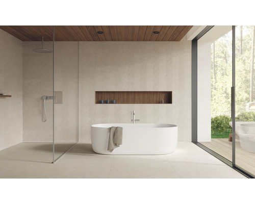 Steingut Dekorfliese Ghent Wall 33,3x100 cm beige matt rektifiziert Shaped