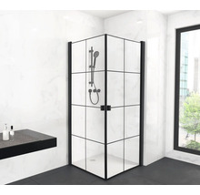 Eckeinstieg mit Pendeltüre Aurlane Galaxy 900x900x2000 mm Echtglas Klar hell schwarz-thumb-0 Eckeinstieg mit Pendeltüre Aurlane Galaxy 900x900x2000 mm Echtglas Klar hell schwarz-thumb-0