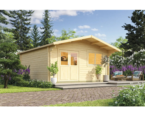 Gartenhaus Outdoor Life Spiekeroog inkl. Fenster Fußboden Vordach 480 x 480 cm Holz Gartenhaus mit Fenster und Tür im Garten