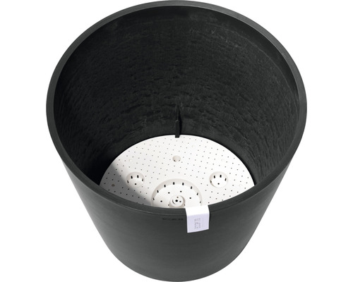 Schwarzer Pflanzkübel mit Bewässerungseinsatz
