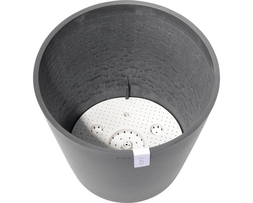 Grauer Blumentopf mit Bewässerungseinsatz