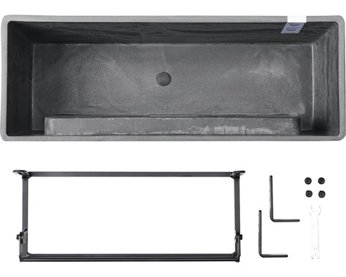 Rechteckiger Blumenkasten mit Halterung und Zubehör