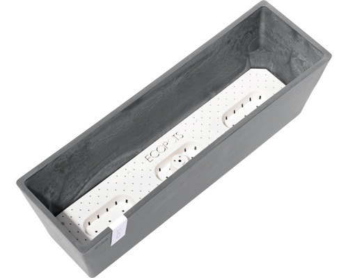 Grauer Blumenkasten mit Bewässerungseinsatz