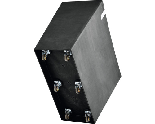 Schwarzer Pflanzkübel mit Rollen für einfachen Transport