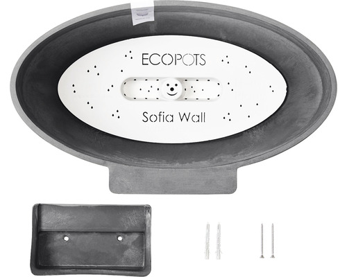 ECOPOTS Sofia Wandblumentopf mit Wandhalterung und Montagematerial