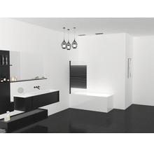 Badewannenfaltwand Aurlane Black Lines 1-teilig 750x1400 mm Echtglas Dekor Querstreifen schwarz
