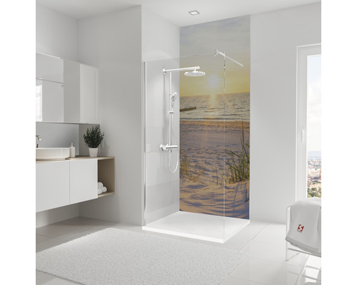 Duschrückwand Schulte Decodesign 2550x1000x3 mm Dekor Dünenidylle Badezimmer mit Duschkabine und Strandmotiv