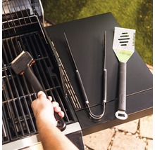 Grillbesteck-Set mit Grillbürste, Grillzange, Grillwender und Spießen