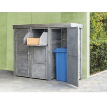Mülltonnenbox aus Holz mit Paketfach und Mülltonne