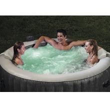 Aufblasbarer Whirlpool Intex Pure Spa Greywood Deluxe 128440 Bubble Massage mit integriertem Kalkschutzsystem, 140 Luftdüsen, absperrbare Thermoabdeckung, LED-Beleuchtung, entnehmbare Fernbedienung & 2 Kopfstützen grau-thumb-6