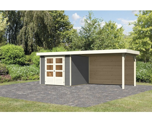 Gartenhaus Karibu Kodiak 3,5 inkl. Anbaudach 2,8 m, Rückwand 528,5 x 262 cm terragrau Gartenhaus Karibu Kodiak 3,5 inkl. Anbaudach 2,8 m, Rückwand 528,5 x 262 cm terragrau