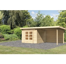 Holzgartenhaus mit Anbau im Außenbereich