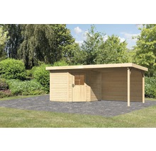 Holzgartenhaus mit Anbau im Garten