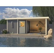 Gartenhaus Karibu Neuruppin inkl. Schleppdach 565 x 274 cm terragrau