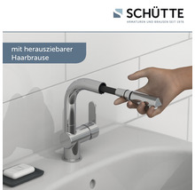 Waschtischarmatur mit ausziehbarer Brause und Hand