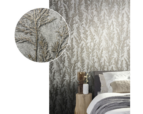 Tapete mit Grasmotiv im Schlafzimmer