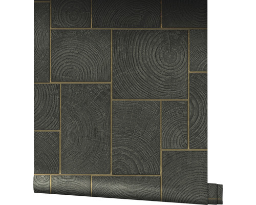 Tapete mit Holzstruktur in Steinoptik