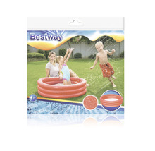 Bestway Planschbecken Verpackung mit spielenden Kindern im Garten