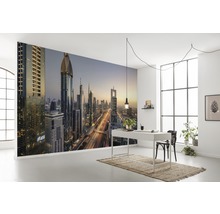 Büro mit Fototapete einer Skyline