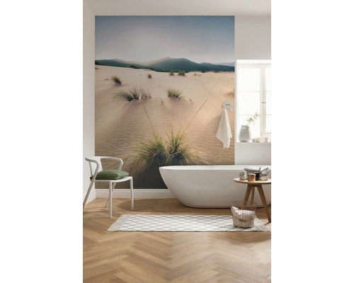 Badezimmer mit Sanddünen Fototapete, Badewanne und Stuhl
