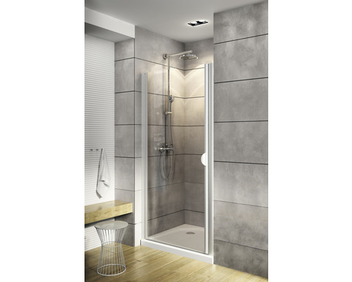 Drehtür für Nische und Seitenwand Schulte Lugano 800x1800 mm Echtglas Klar hell alunatur Drehtür für Nische und Seitenwand Schulte Lugano 800x1800 mm Echtglas Klar hell alunatur