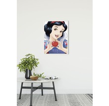 Gerahmtes Schneewittchen-Poster im Interieur über einem Tisch.