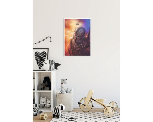 Gerahmtes Wandbild im Kinderzimmer mit Science-Fiction-Motiv