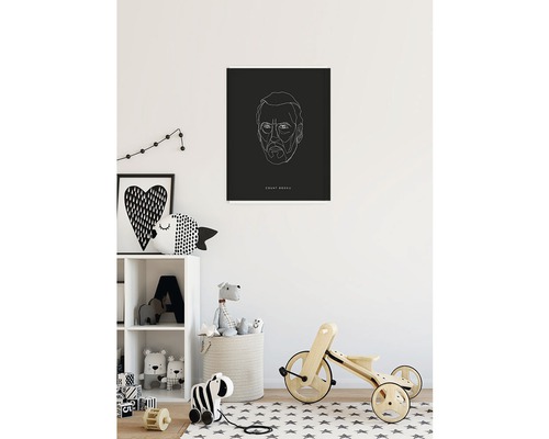 Illustriertes Porträt auf einem Poster im Kinderzimmer