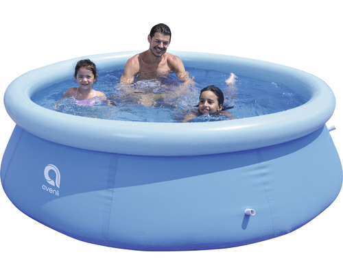 Aufstellpool Fast-Set-Pool PVC rund Ø 240x63 cm ohne Zubehör blau Aufblasbarer Avenli-Pool mit Familie im Wasser