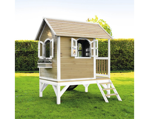 Spielhaus aus Holz mit Treppe für den Garten