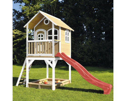 Spielhaus mit Rutsche, Leiter und Sandkasten für den Außenbereich