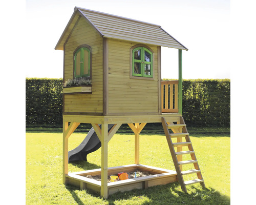Spielhaus mit Rutsche, Leiter und Sandkasten für den Garten