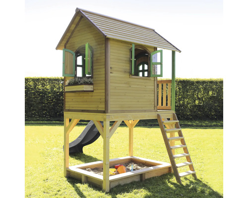 Spielhaus mit Rutsche, Leiter und Sandkasten für den Garten