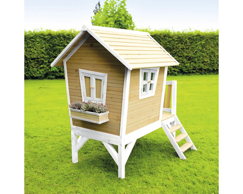 Holzspielhaus mit Leiter und Fenster für den Garten